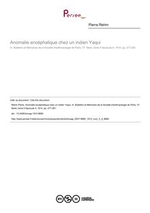 Anomalie encéphalique chez un indien Yaqui - article ; n°4 ; vol.5, pg 277-281