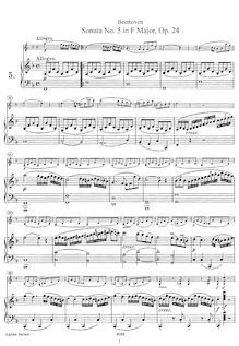 Partition de piano, violon Sonata No.5, Spring, F major