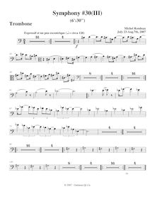 Partition Trombone, Symphony No.30, A major, Rondeau, Michel par Michel Rondeau