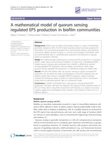 A mathematical model of quorum sensing regulated EPS production in biofilm communities