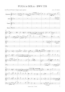 Partition complète, Prelude et Fugue G minor, G minor, Krebs, Johann Ludwig
