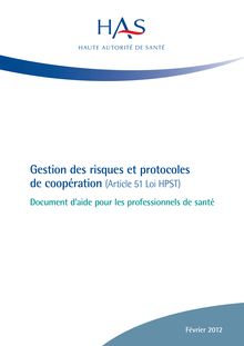 Protocole de coopération entre professionnels de santé - Protocole de cooperation - Document d aide à la gestion des risques