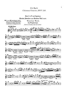 Partition cor 1, 2 (en F), Weihnachtsoratorium, Christmas Oratorio
