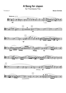 Partition Trombone 1 (ténor clef), A Song pour Japan, Verhelst, Steven par Steven Verhelst