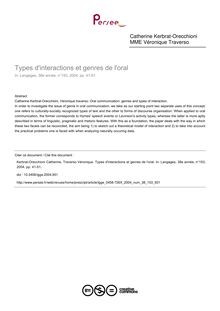 Types d interactions et genres de l oral - article ; n°153 ; vol.38, pg 41-51