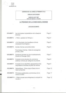Epreuve sur documents 2007 Admission en première année IEP Paris - Sciences Po Paris