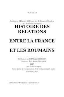 HISTOIRE DES RELATIONS ENTRE LA FRANCE ET LES ROUMAINS