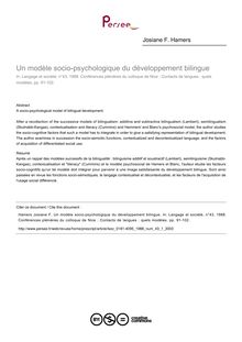 Un modèle socio-psychologique du développement bilingue - article ; n°1 ; vol.43, pg 91-102