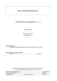 Sciences appliquées 2006 BTS Podo - orthésiste