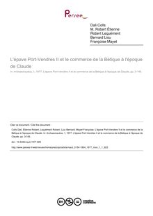 L épave Port-Vendres II et le commerce de la Bétique à l époque de Claude - article ; n°1 ; vol.1, pg 3-145