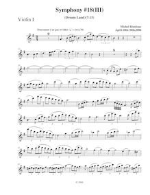 Partition violons I, Symphony No.18, B-flat major, Rondeau, Michel par Michel Rondeau