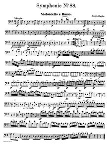 Partition violoncelles / Basses, Symphony No.88 en G major, Sinfonia No.88