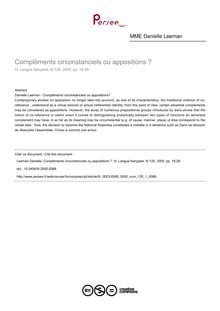 Compléments circonstanciels ou appositions ? - article ; n°1 ; vol.125, pg 18-29
