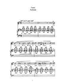 Partition No.1 - Aubade (G), 3 chansons, Op. 6, Trois mélodies Op. 6