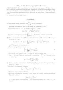 Mathématiques 2002 Classe Prepa B/L ENSAE
