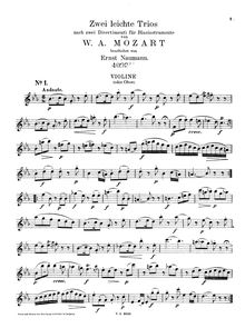 Partition violon (ou hautbois) , partie, Divertimento, Divertimento No.12