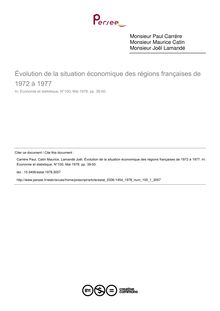 Évolution de la situation économique des régions françaises de 1972 à 1977 - article ; n°1 ; vol.100, pg 39-50