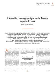 L évolution démographique de la France depuis dix ans