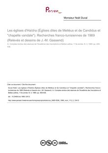 Les églises d Haïdra (Églises dites de Melléus et de Candidus et chapelle vandale). Recherches franco-tunisiennes de 1969 (Relevés et dessins de J.-M. Gassend) - article ; n°3 ; vol.113, pg 409-436