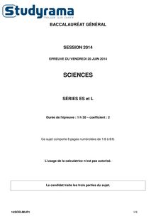 Sujet BAC ES 2014 Sciences