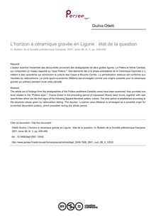L horizon à céramique gravée en Ligurie : état de la question - article ; n°3 ; vol.98, pg 459-469