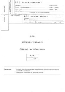 Mathématiques 2002 BEP - Métiers de la comptabilité