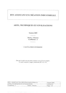 Arts, techniques et civilisations 2005 BTS Assistant en création industrielle