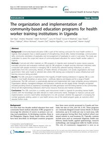 The organization and implementation of community-based education programs for health worker training institutions in Uganda