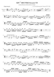 Partition parties complètes (bassons ou violoncelles), 6 sonates pour 2 bassons, violoncelles ou violes de gambe, Op.14