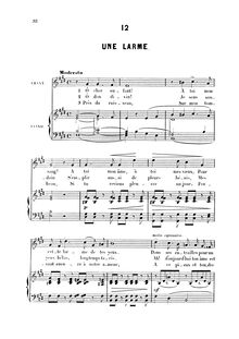 Partition , Une larme, 40 Mélodies Poésies françaises par Victor Wilder