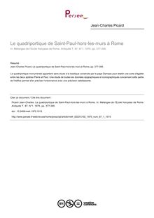 Le quadriportique de Saint-Paul-hors-les-murs à Rome - article ; n°1 ; vol.87, pg 377-395