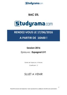 Sujet BACSTL espagnol LV1 2016