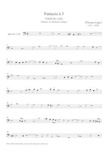 Partition viole de basse 1, Fantasy pour 3 basse violes de gambe par Thomas Lupo