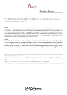 En attendant les nomades. Téléphonie mobile et modes de vie - article ; n°65 ; vol.12, pg 9-25