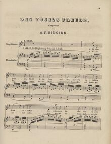 Partition complète, Des Vogels Freude, Riccius, August Ferdinand