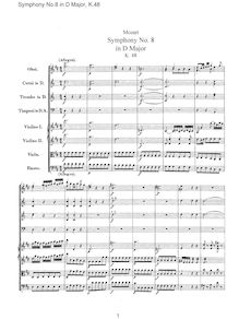 Partition complète, Symphony No.8, D major, Mozart, Wolfgang Amadeus par Wolfgang Amadeus Mozart