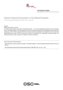 Saints of Second Iconoclasm in the Madrid Scylitzes - article ; n°1 ; vol.39, pg 307-318