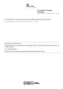 La condition internationale de la République de Chypre - article ; n°1 ; vol.6, pg 133-168