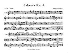 Partition Cornet 1 (B♭), Golconda March, A♭ major and D♭ major, Laurendeau, Louis Philippe