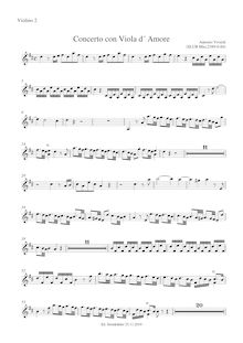 Partition violon 2, Concerto pour viole de gambe d amore en D major, RV 392