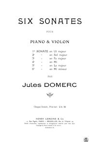Partition Sonata 5 partition de piano, 6 sonates pour Piano et violon