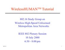WirelessHUMAN(TM) Tutorial