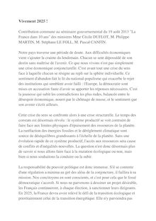 Lettre de Stéphane Le Foll, Cécile Duflot, Philippe Martin et Pascal Canfin à Jean-Marc Ayrault au sujet de la transition écologique