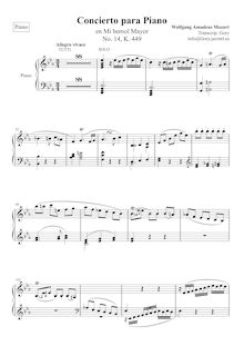Partition Piano solo, Piano Concerto No.14, Piano Concerto No.14