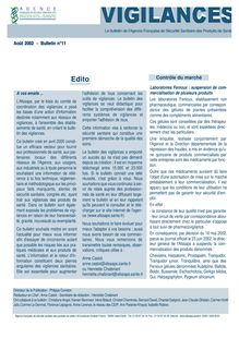 VIGILANCES - Août 2002 - Bulletin n°11 Contrôle du marché