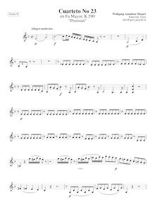 Partition violon II, corde quatuor No.23, Third Prussian Quartet