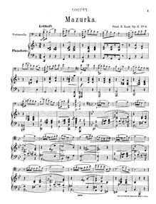 Partition de piano, 4 Tanzstücke pour violoncelle et Piano, Op.11 par Friedrich Ernst Koch