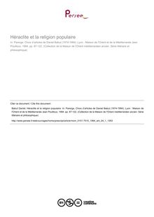 Héraclite et la religion populaire - article ; n°1 ; vol.24, pg 87-122