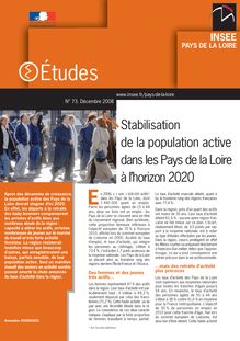 Stabilisation de la population active dans les Pays de la Loire à l horizon 2020