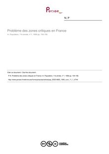 Problème des zones critiques en France - article ; n°1 ; vol.11, pg 154-156